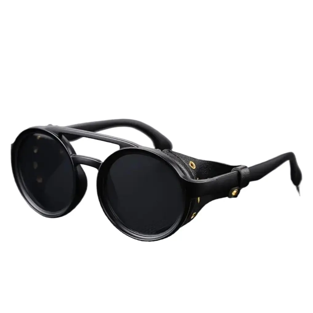 Vintage Round Frame Fishing Glasses for Men Retro Punk Windproof Sunglasses Outdoor Sports Cycling Eyewear Stylish Protective Shades for Fishing Travel and Daily Streetwear Fashion Accessories