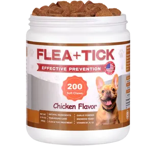 Flea & Tick Prevention for Dogs Chewable, Natural Pet Health Dog Flea and Tick Supplement, Chicken Flavor, 200 Count