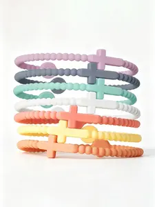 7pcs Cute Hand Strap Thin Cross Silicone Bracelet, New Fashion Bracelets Accessories, Gifts for All Seasons, Plain Style