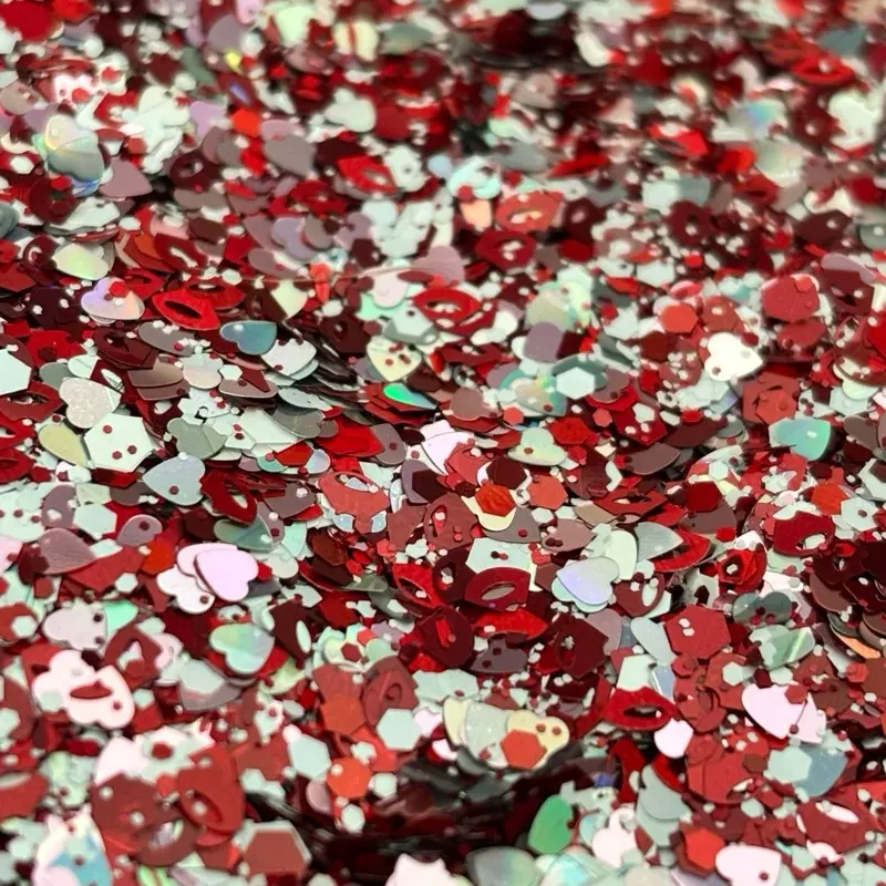Valentines Day Themed Glitter Red & Green Heart Shapes for Festive Decorations Perfect for Celebrations