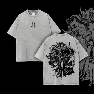 Retro Limited Sung Jin Woo Solo Leveling anime Washed Cotton T-shirt , unisex oversize anime manga acid tee , full graphic gift tee anime lover