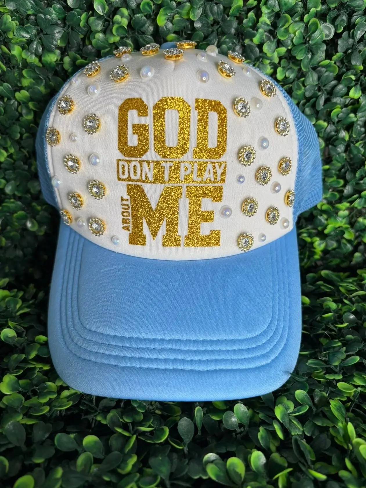 "God Doesn’t Play About Me" Trucker Hat, Stylish Fashion Accessory for Daily Wear