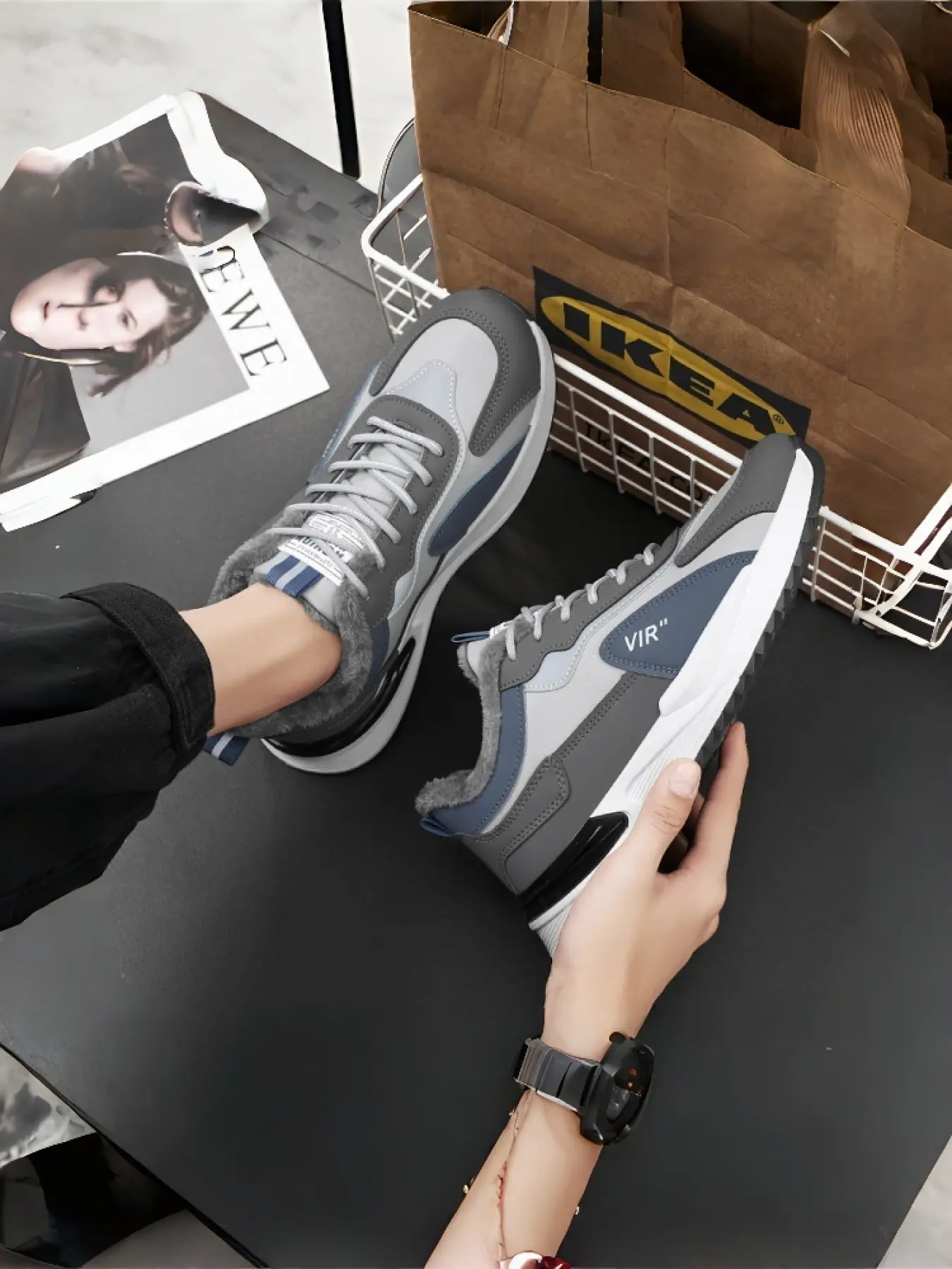 Men's Fleece Lined Classic Running Shoes | Retro Dad Shoes | Thermal Winter Sneakers