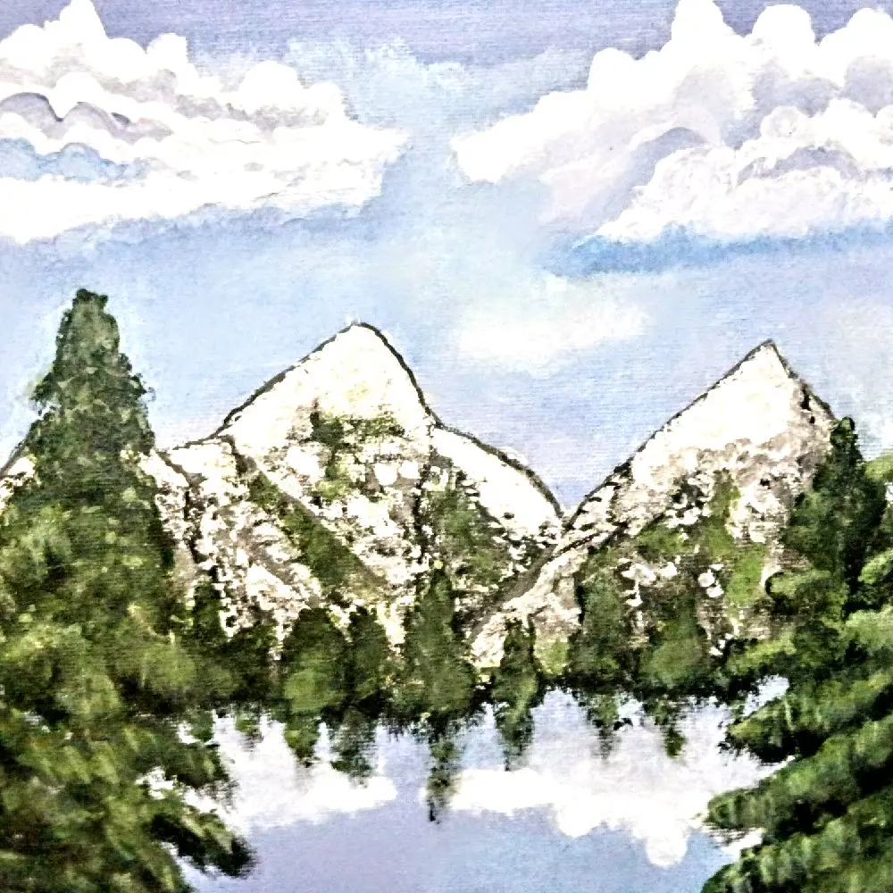 Cool Mountain Breeze 9x12 Canvas Board - Featuring A scenic Mountain Landscape Painting