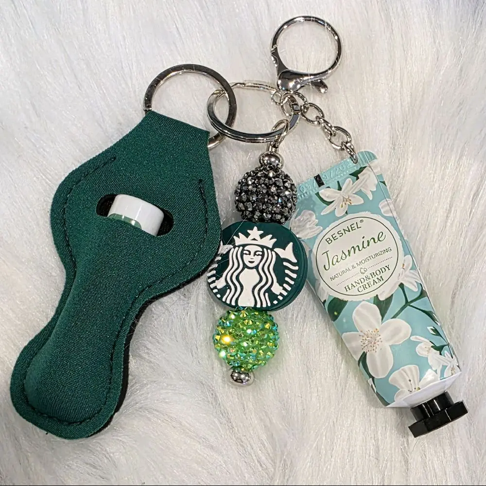 Dark Green Keychain Set - Includes Lip Balm and Lotion
