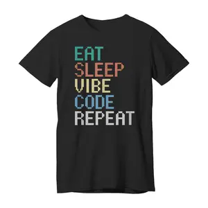 Eat Sleep Vibe Code Repeat Funny AI Coding Programming T-Shirt, Unisex Casual Short Sleeve T-Shirt Soft Cotton