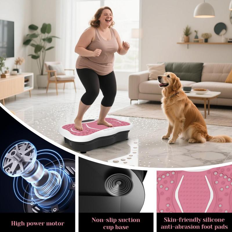 HopHorse High-Power Vibration Plate Exercise Machine Oscillating plate 300 lbs Weight Capacity Bluetooth Remote Control 3-in-1 Indoor Home Gym Fitness Equipment with 2 Resistance Bands