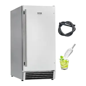 VEVOR Undercounter Built-in Ice Maker, 50 Lbs/Day Under Counter Ice Maker Machine with Reversible Door Stainless Steel, Freestanding Ice-Making Machine for Restaurant, Outdoor Kitchen, Terrace, Pool