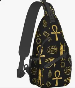 Egyptian Gold Unisex Shoulder Bag, Crossbody Bag, Stylish and Durable Casual Multifunctional Chest Bag with a Secure Zipper, Featuring Christmas-themed Traditional Food Elements, Perfect for Leisure Trips, Outdoor Activities, and Daily Travel