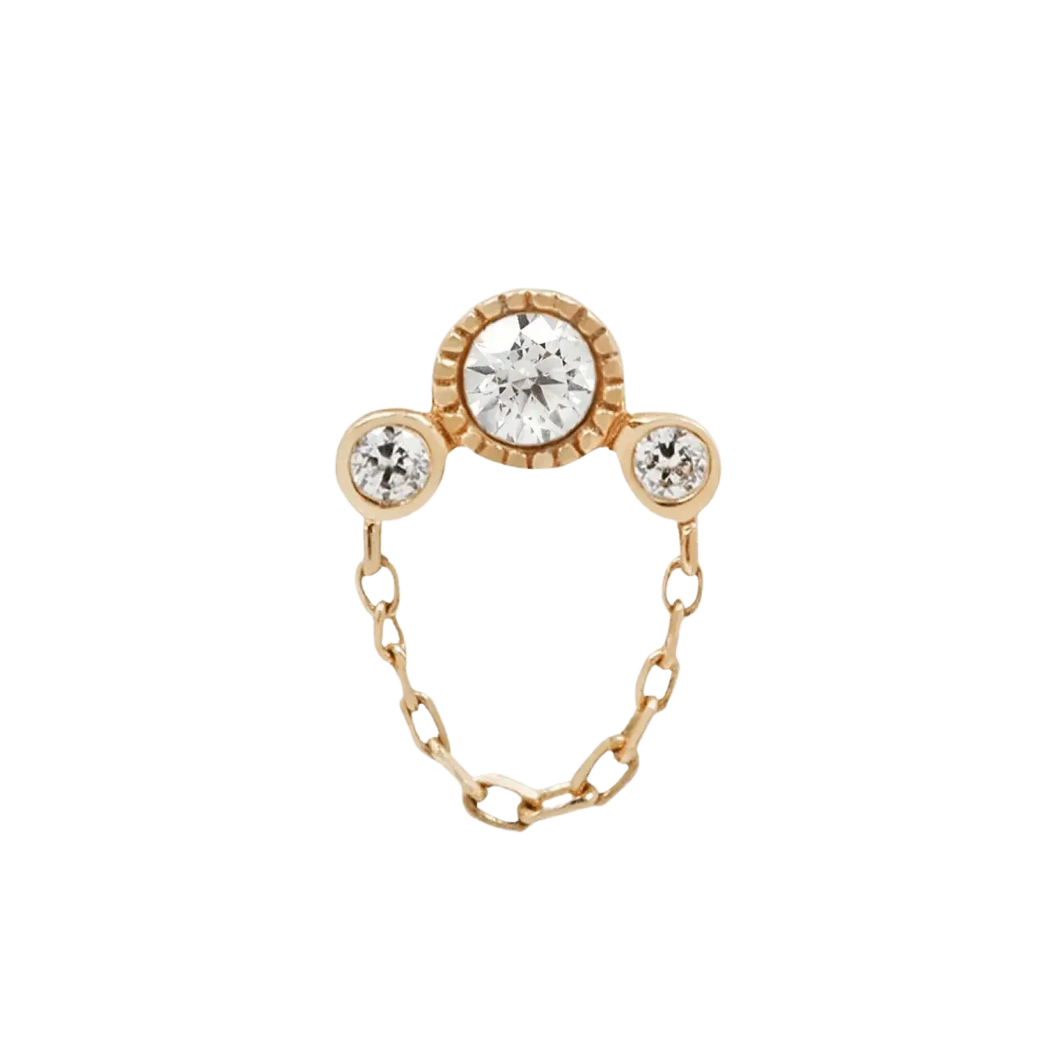 Halston CZ + Chain – 14K Gold Swarovski CZ & Chain Threadless End