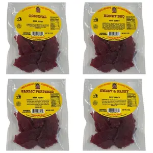 Uncle Henry's Gourmet Meats Jerky Sampler Pack - Beef Jerky 3 oz bags Spicy Tangy