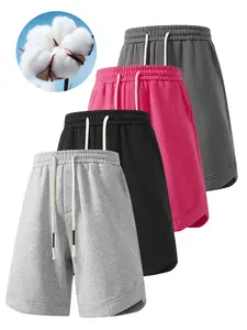 Men's summer solid color casual sports shorts with drawstring side pockets at the waist - soft and breathable, skin friendly and comfortable, suitable for daily outdoor activities wearing casual five quarter shorts