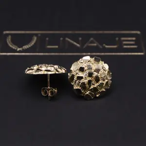 10K Gold Nugget Round Earrings