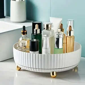 360° Rotating Makeup Perfume Organizer, 1 Count Large Capacity Vanity Storage Tray, Multifunctional Cosmetic Organizer Round Holder for Bathroom, Racks