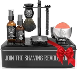 Viking Revolution Luxury Shaving Kit for Men - Gift for Dad or Husband Includes Safety Razor, Brush, Bowl, Soap, Oil & Balm Perfect for Classic Shaves