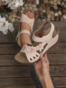 Women's Flatform Sandals, Fashion Floral Design, Comfortable Summer Shoes, Non-Slip Durable, Ideal for Daily Wear, Beach, Outdoor Activities, All Match Sandals