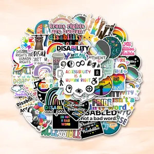 50Pcs Disability Rights Stickers Pack, Waterproof Inclusion Accessibility & Neurodiversity Vinyl Decals for Laptop, Water Bottle, Journal & Scrapbook, Equality Advocate Gift, Self Adhesive Stickers