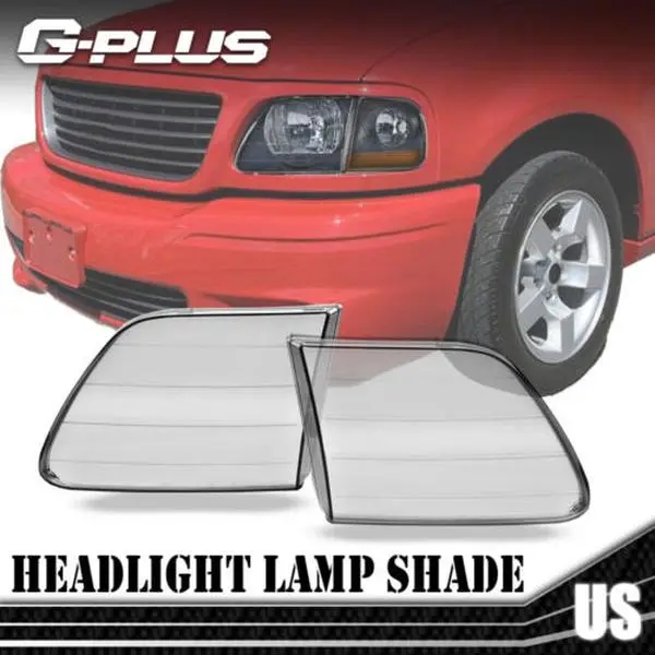G-PLUS Smoke Car Headlight Replacement Covers, Left+Right Lens Set, Compatible with 1997-2004 Ford F-150 Fold Models