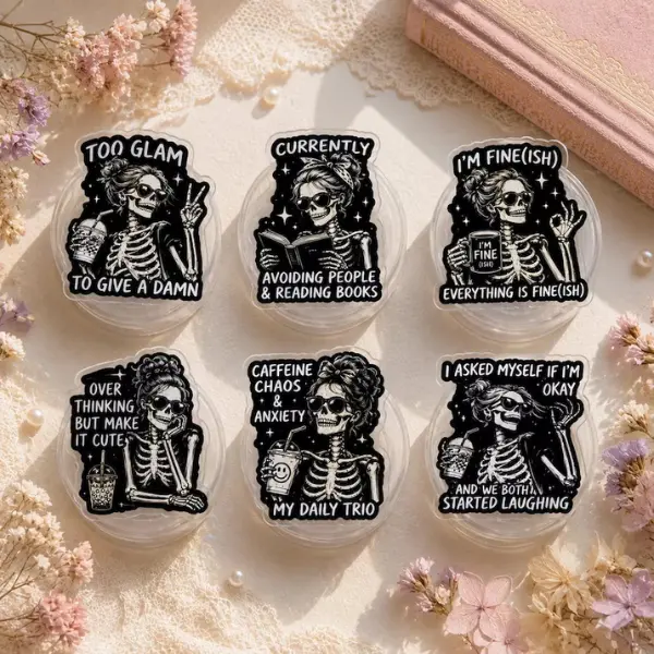 Vintage Funny Skeleton Phone Grip, Funny Summer Pastel Ocean Pop Socket, Aesthetic Cottagecore Phone Stand Holder, Fun Gift for Star