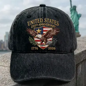 United States 250th Anniversary Embroidered Cap, Patriotic Eagle Baseball Hat