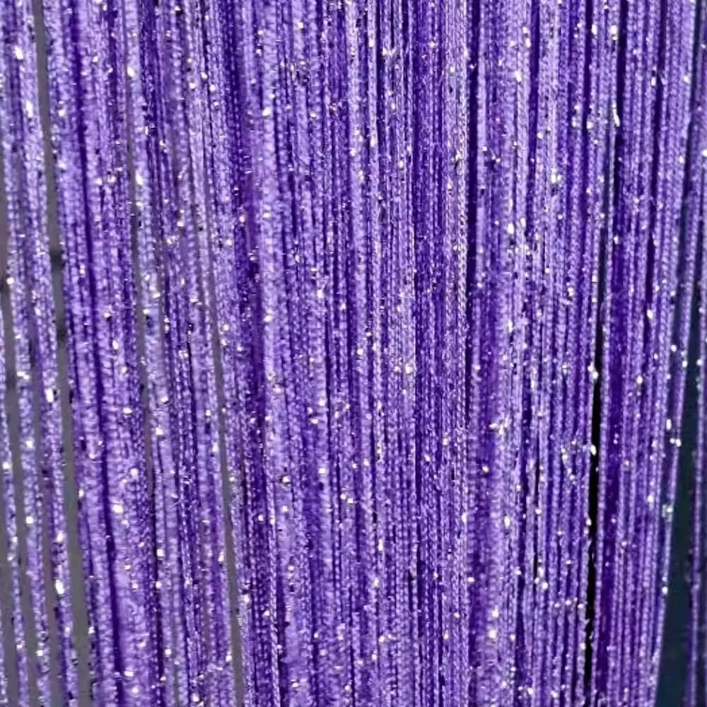 Light Purple 18-Tassel Polyester Fiber String Curtain - Durable Modern Home Decoration Curtain for Bedroom Door/Window, Room Divider, 100x190-200cmh Fringe Wall Panel