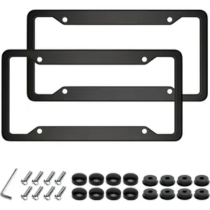 Black License Plate Frames 2 Packs, License Plate Covers,Universal Aluminum Tag Frame for Front and Rear Car Tags,Number Plate Frame Holder for Men