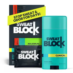 SweatBlock Clinical 2-Step Sweat & Odor Antiperspirant & Deodorant System - 10 Wipes Included - Maximum Clinical Protection - Coastal Fresh Scent - Doctor Created, Doctor Recommended - Aluminium