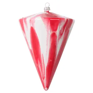 6" Red/White Marble Cone Christmas Ornament