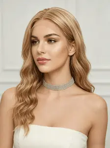 Light Gold Lace Front Wig 16 Inches, Natural Seamless Water Wave Curl, Breathable Inner Net, Daily Wear, Volume Booster