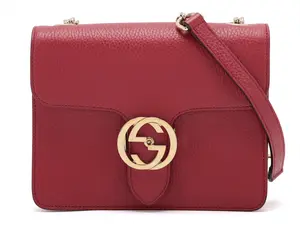 Pre-owned GUCCI leather Shoulder Bags Interlocking GG Chain Shoulder Bag Red