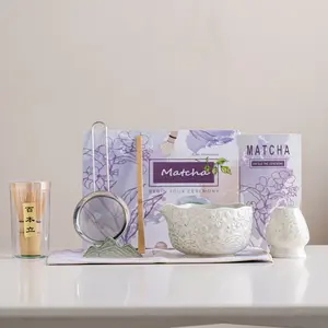 Matcha Whisk Set Pink Edition Ceramic Bowl Whisk Holder Bamboo Scoop Rest Sifter Tea Towel 7 Pcs Kit for Matcha Lovers