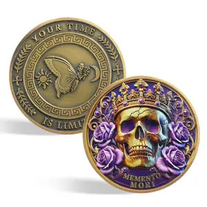 Memento Mori Coin - Stoic Skull Challenge Coin, 3D Engraved Pocket Reminder Token, Unique Stoicism Philosophy Gift for Men & Women, Daily Motivational Keepsake, Collectible Coin
