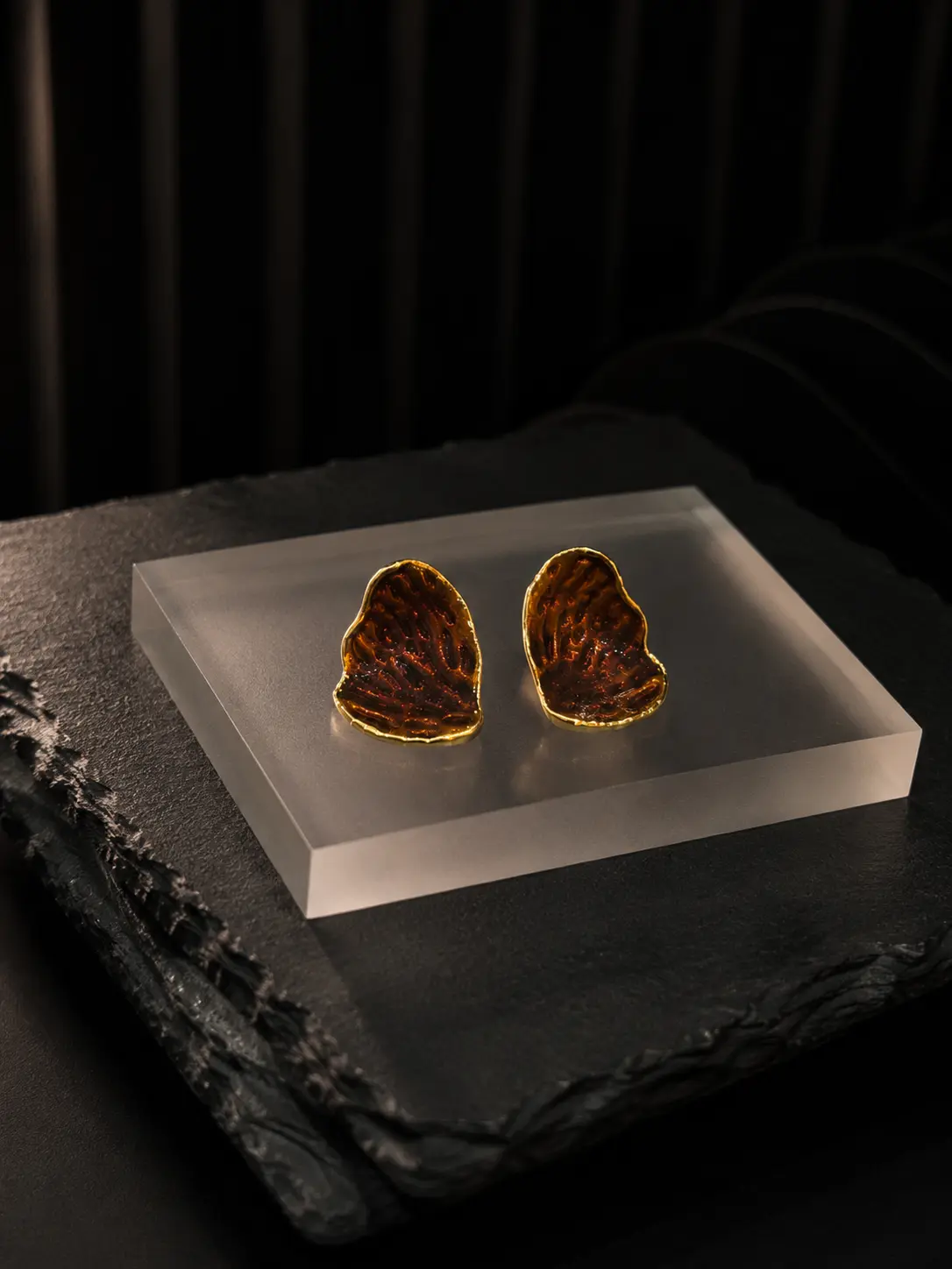 Amber Shell Statement Stud Earrings