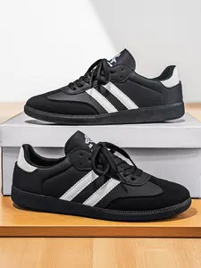 New Light Colorblock Retro German Training Shoes for Women, Low Top Casual Sneakers, Round Toe PU Leather, Daily Wear