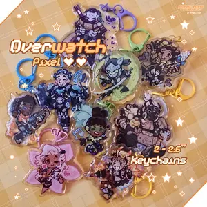 Overwatch Character Pixel Acrylic Keychain, Overwatch Merch Bag Charm