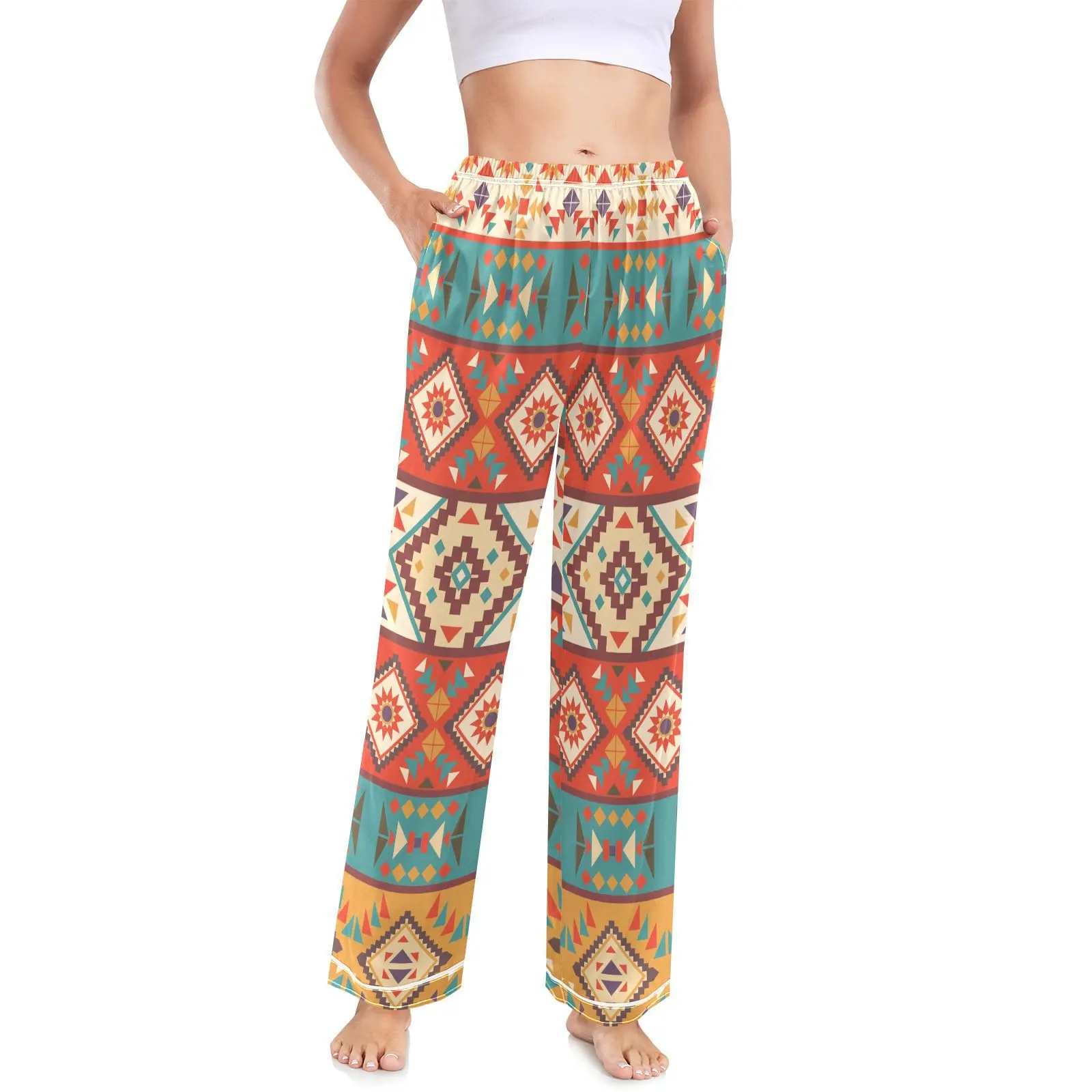 Made by FEIFEIYU Tribal Aztec Women's Pajama Trousers without Pockets
