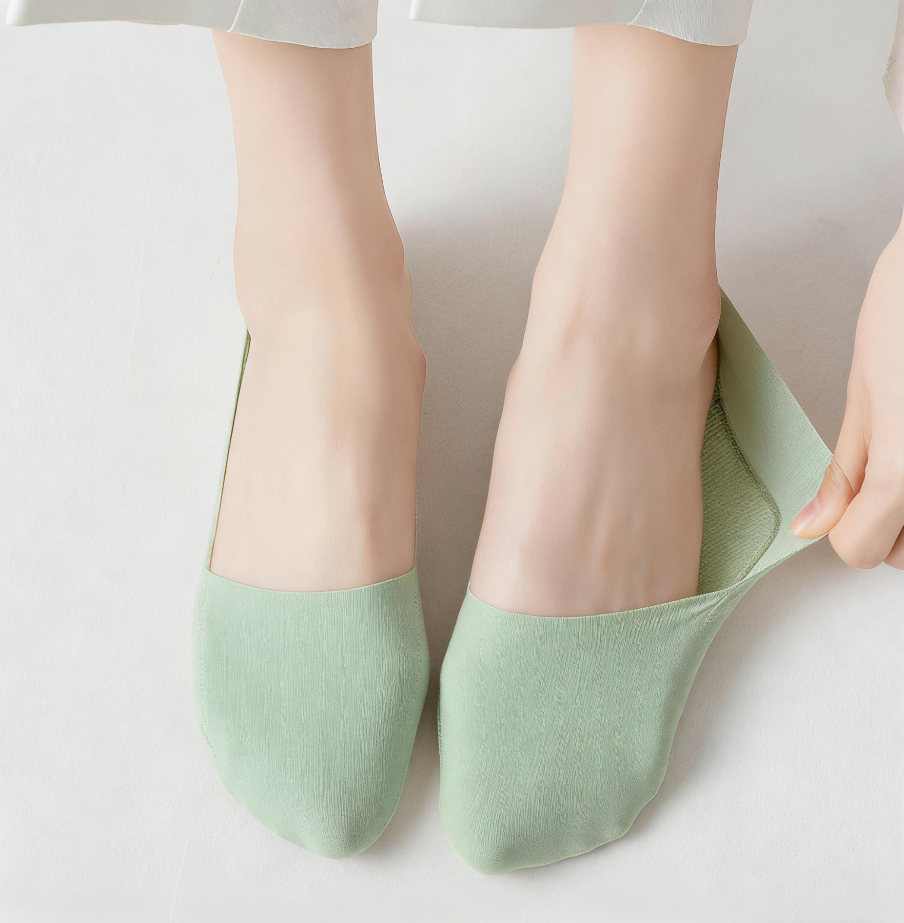 10 Pairs Women's Invisible Socks - Comfortable Breathable Polyester No-Show Socks with Cushioned Sole, Anti-Slip Design, Soft Knit Fabric, Ideal for Daily Casual Wear