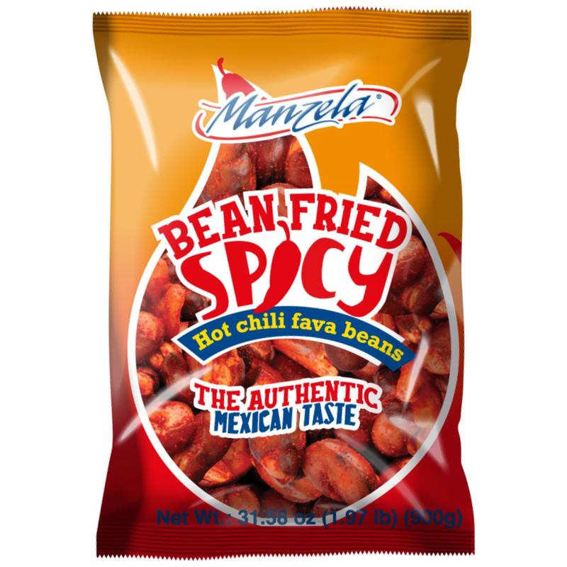 Manzela - Hot Chili Fava Beans 1.97lb - Protein Spicy Snack Packs