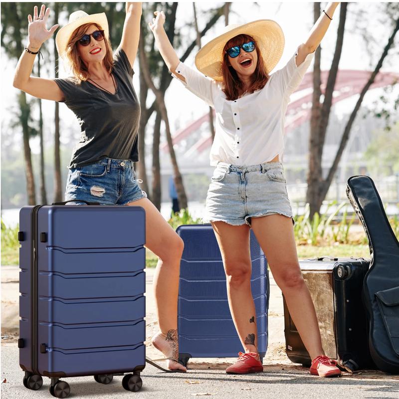 Set of 3 Hardside Luggage, Expandable Rolling Luggage with TSA Lock and Spinner Wheels, Blue