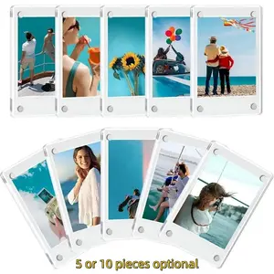 5/10pcs Magnetic Acrylic Square Frame Fits Instax Mini Film (2x3 in) Transparent Small Photo Holder for Fridge & Locker Decor Portable Mini Picture Frame for Travel Memories & Party Giveaways