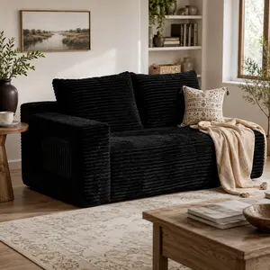 69" Modular Loveseat Sofa, No Assembly Required Compressed Couch, Premium Corduroy Fabric Floor Sofa, Single Modular Sectional Sofa for Living Room Bedroom Playroom Basement Reading Room, Gray/Black Modern Upholstered Sofa