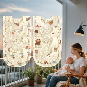 8 Pack Cartoon Baby Muslin Bibs for Drooling and Teething Cotton Bibs for Unisex