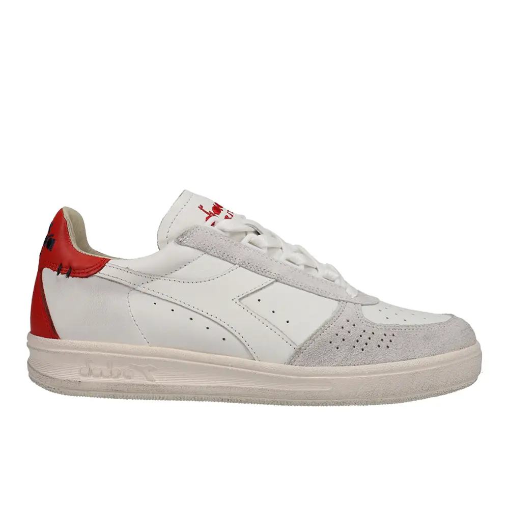 diadora Mens B.Elite H Leather Dirty Perforated Lace Up Sneakers Shoes Casual - Off White