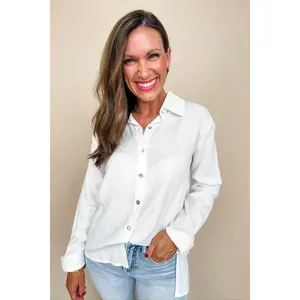 Open Back Classic White Button Up Top