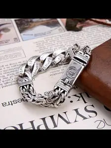 New Men's Six-Word Mantra Bracelet, Handmade Patchwork, High-Quality Retro Wristband, Stylish and Durable Accessory