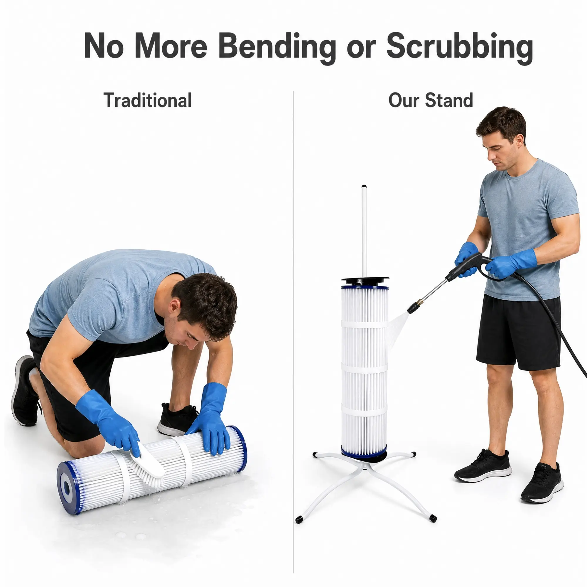 Pool Filter Cleaner Stand, Compatible with 3"/4"/6" Inner Diameter Filter Cores for Pool Maintenance