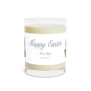 HAPPY EASTER Blue Gnome SCENTED CANDLE - Full Glass, 11oz Spring Spa Aromatherapy Scented Candle, 100% eco friendly Soy Glass Jar, Easter Decor Scented