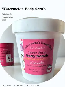 M.J. Collection Summer Breeze Watermelon Sugar Body Scrub - 7oz, Organic Cane Sugar, Coconut Oil & Shea Butter, Gentle Exfoliation, Moisturizing Formula - Blend Fragrance Hydrating Olive Smooth Soothing