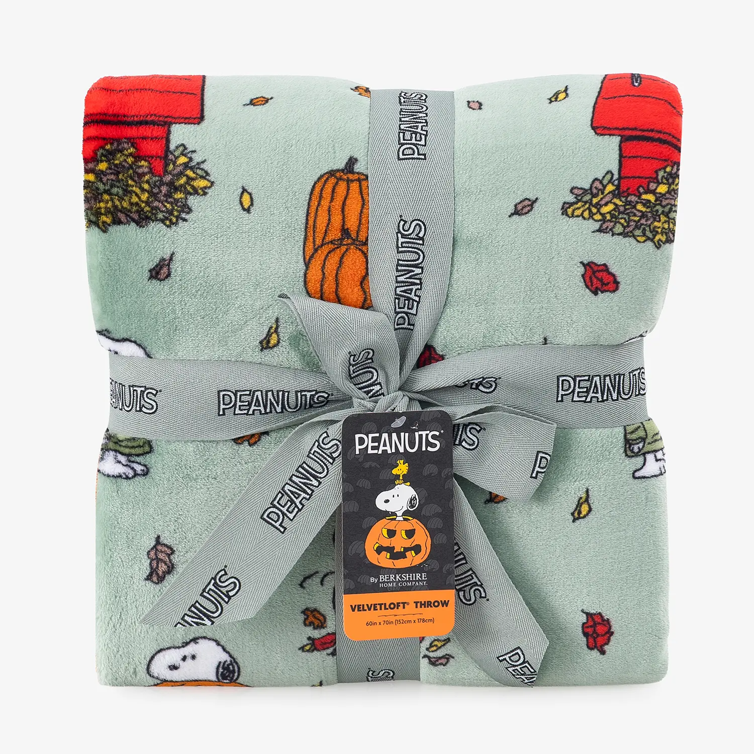 Berkshire halloween Peanuts VelvetLoft Cute Character Snoopy Plush 60" x 70" Throw Blanket, Peanuts Gingham Pumpkin,Peanuts Pumpkin Patch