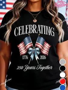 USA 250 Shirt Independence Day TShirt Celebrate Usa Flag Bow Tee Patriotic Gift America 250th Birthday Tee 4th of July Shirt, 100% Cotton, Suitable for Holiday Celebrations and Outdoor Activities, Gifts for Family and Friends